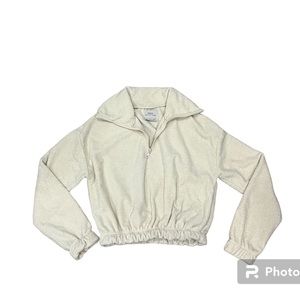 Urban Outfitters Cream Cropped Sherpa Pullover 1/4 Zip Size XS